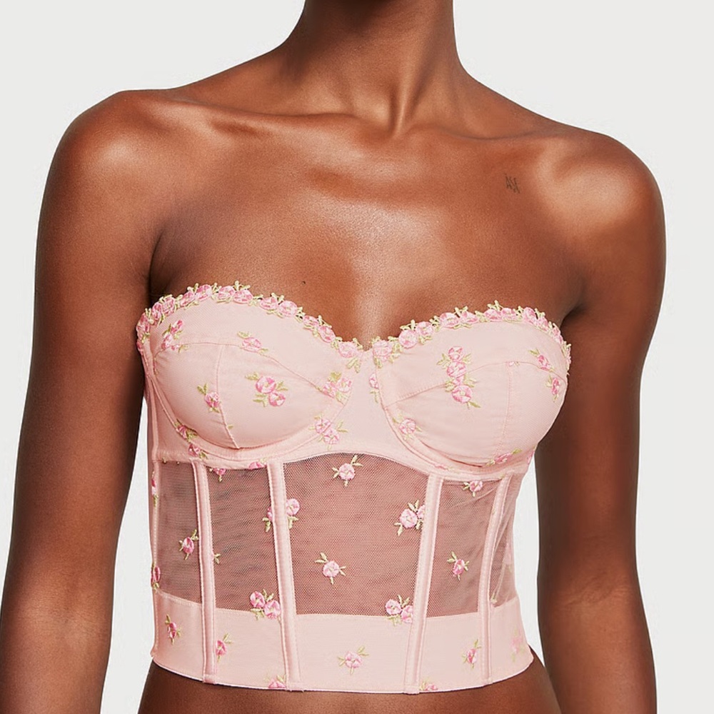 NWT Victoria's Secret
Rosebud Embroidery Unlined Strapless  Corset Top
